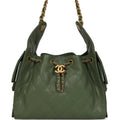 Chanel Small 25 Hobo Bag Khaki Caviar Antique Gold Hardware