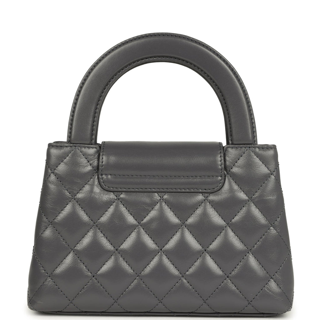 Pre-owned Chanel Small Kelly Shopper Grey Shiny Aged Calfskin Brushed Gold Hardware