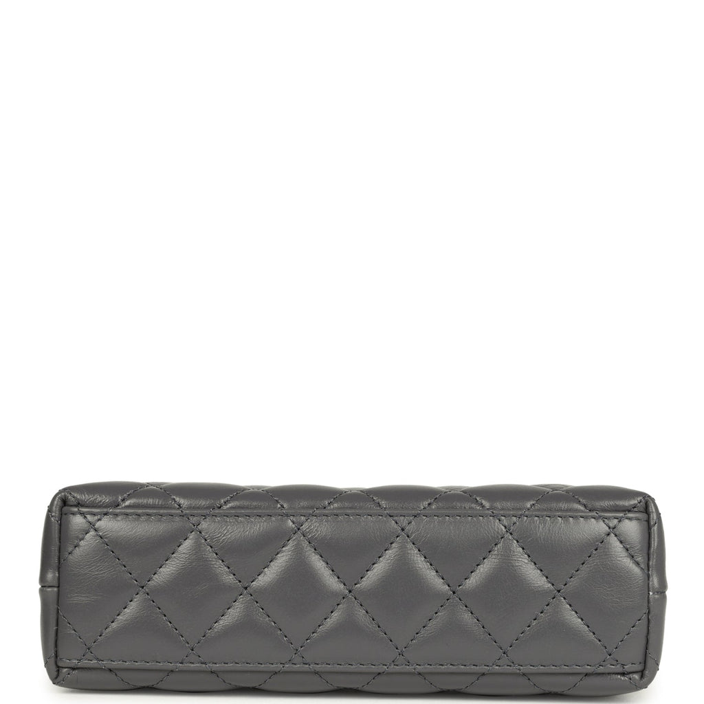 Pre-owned Chanel Small Kelly Shopper Grey Shiny Aged Calfskin Brushed Gold Hardware