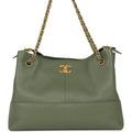 Chanel Small Coco Hobo Bag Khaki Calfskin Antique Gold Hardware