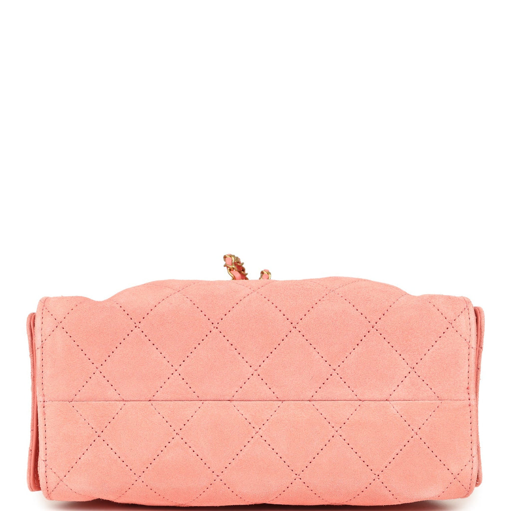 Chanel Mini 25 Hobo Bag Pink Suede Antique Gold Hardware