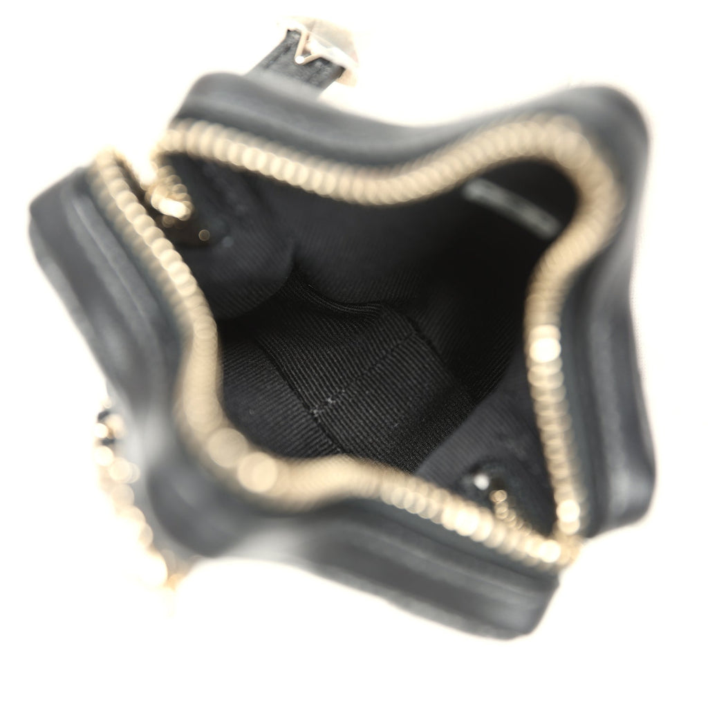 Chanel Mini Star Bag Charm Black Shiny Lambskin Light Gold Hardware
