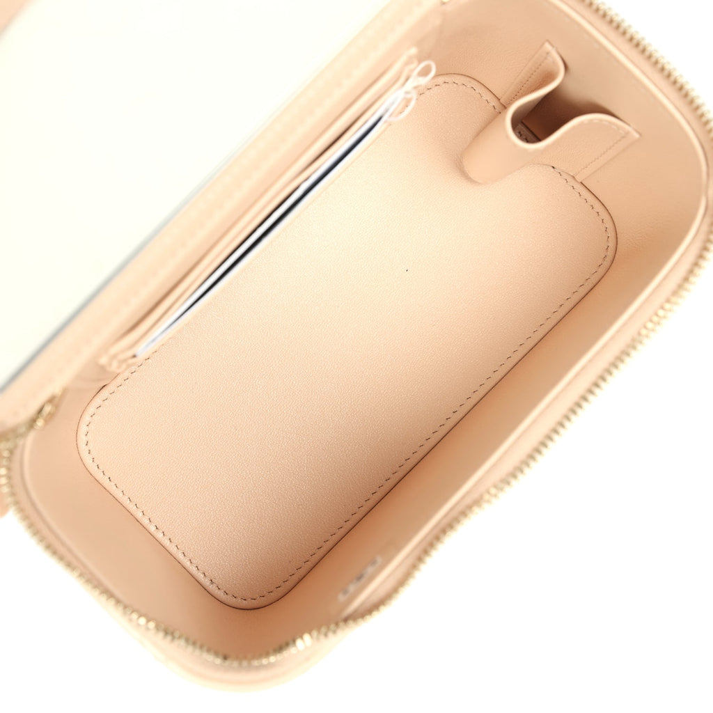 Chanel Small Top Handle Vanity Case Light Beige Lambskin Light Gold Hardware