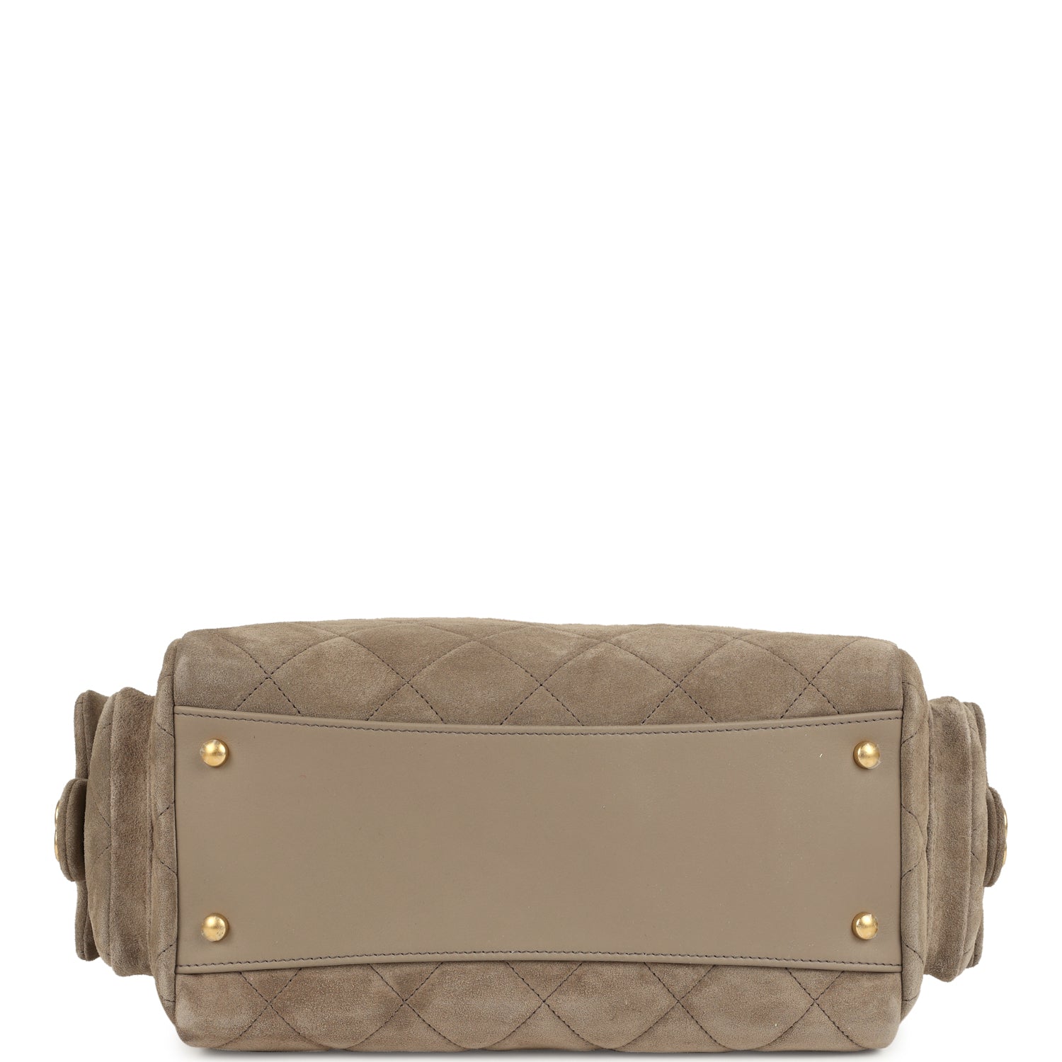 Chanel Small Bowling Bag Dark Grey Suede Antique Gold Hardware
