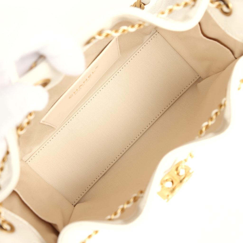 Chanel Mini 25 Hobo Bag White Caviar Antique Gold Hardware