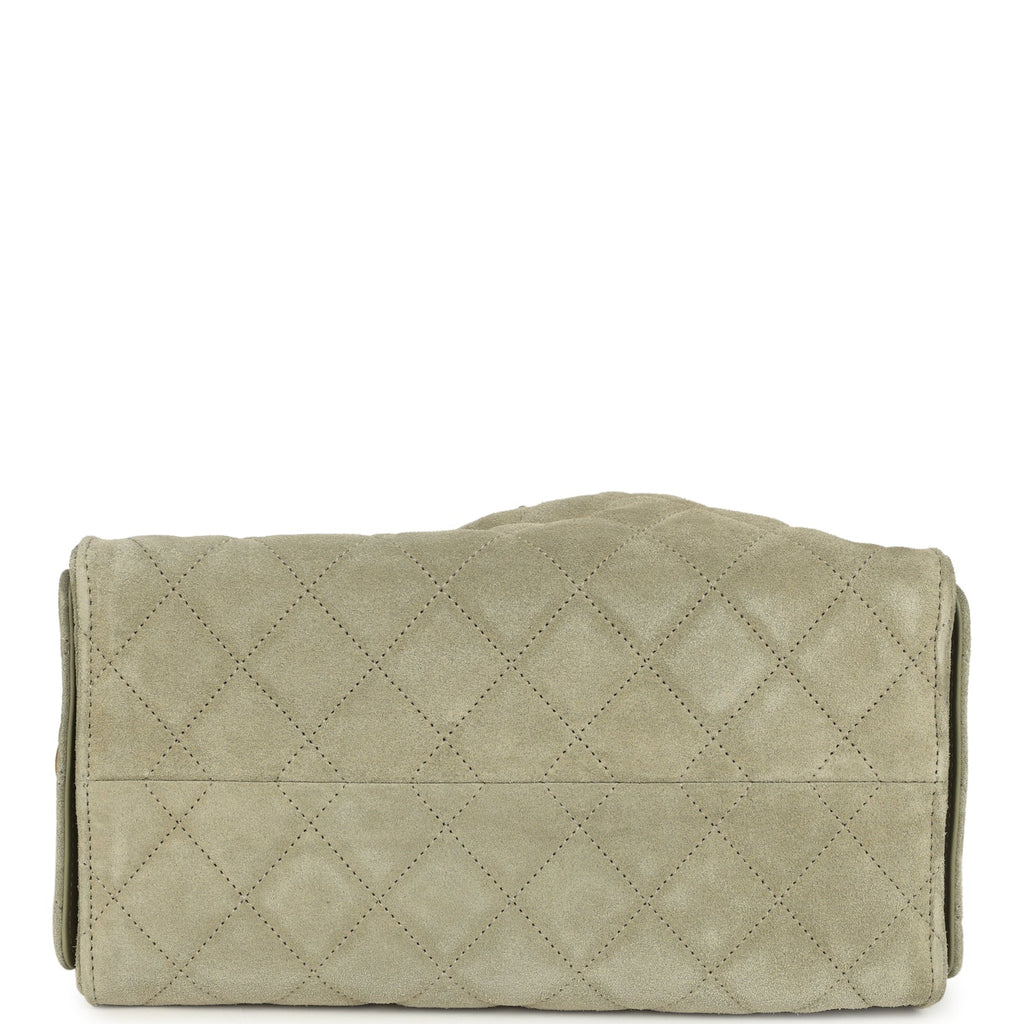 Pre-owned Chanel Small 25 Hobo Bag Olive Green Suede Antique Gold Hardware