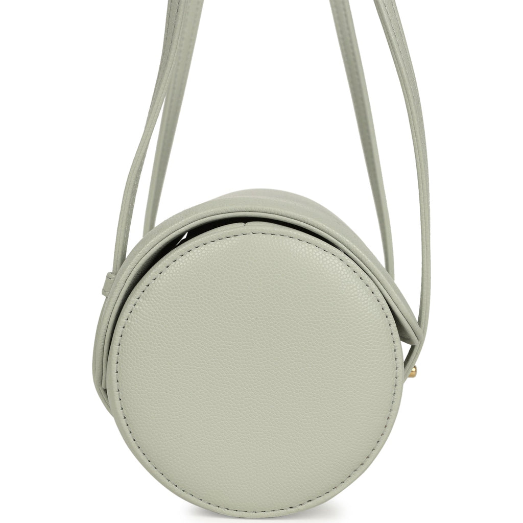 Chanel Preppy Coco Bowling Bag Light Green Shiny Caviar Brushed Gold Hardware