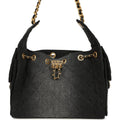 Chanel Small 25 Hobo Bag Black Washed Denim Antique Gold Hardware