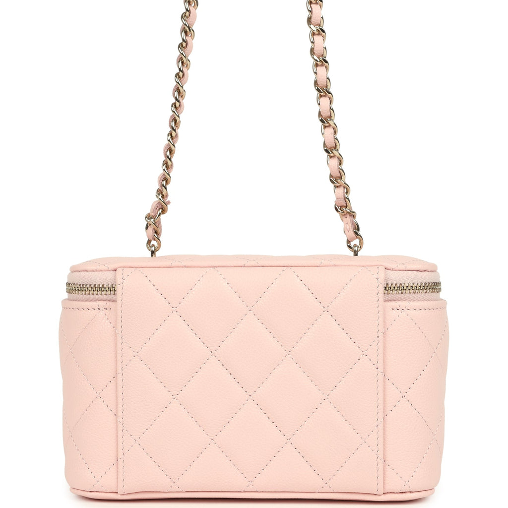Chanel Small Classic Vanity Case Light Pink Shiny Caviar Light Gold Hardware
