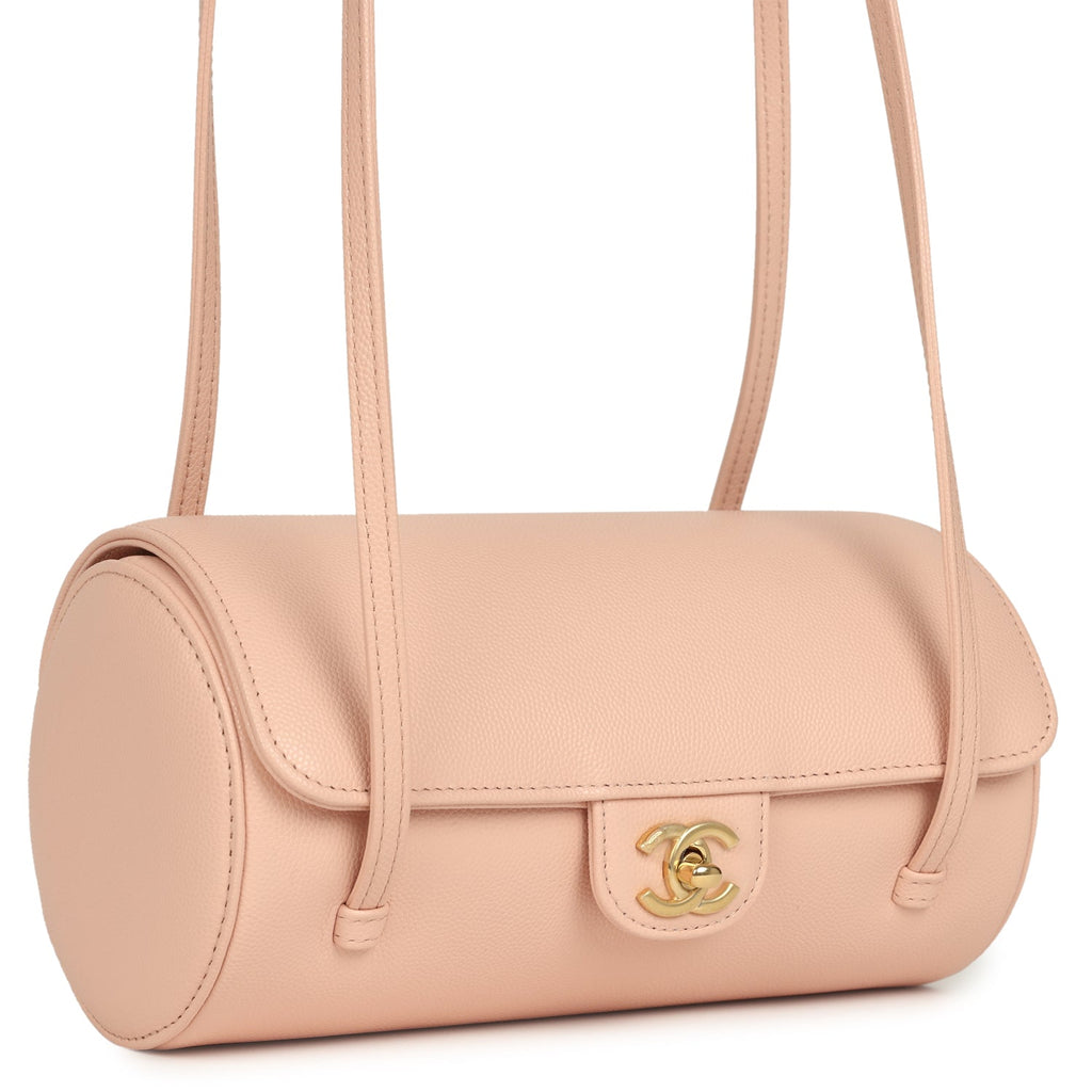 Chanel Preppy Coco Bowling Bag Light Pink Shiny Caviar Brushed Gold Hardware