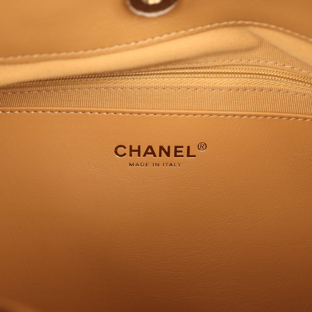 Chanel Maxi Hobo Bag Beige Suede Antique Gold Hardware
