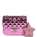 Pre-owned Chanel Mini Flap Bag and Star Coin Purse Pink Mirror Calfskin and Metallic Calfskin Light Gold Hardware