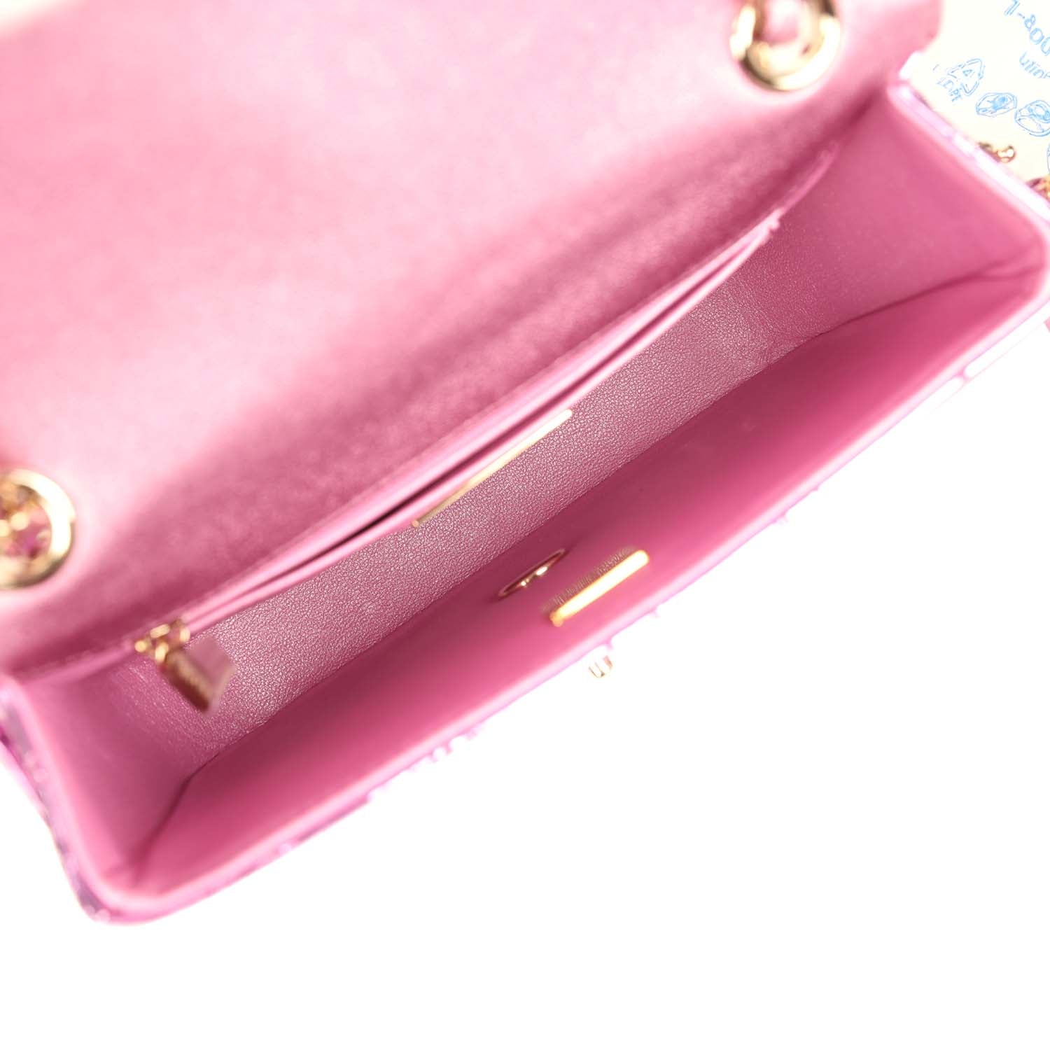 Pre-owned Chanel Mini Flap Bag and Star Coin Purse Pink Mirror Calfskin and Metallic Calfskin Light Gold Hardware
