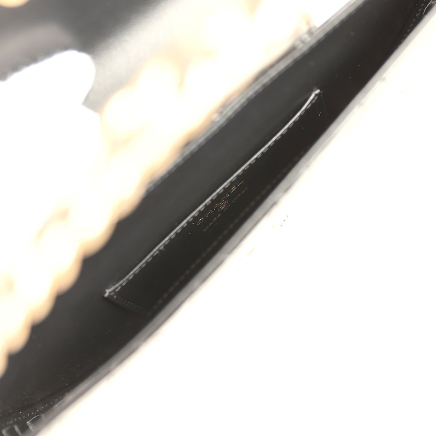 Pre-owned Chanel Hoop Bag Black Patent Leather Gold Hardware