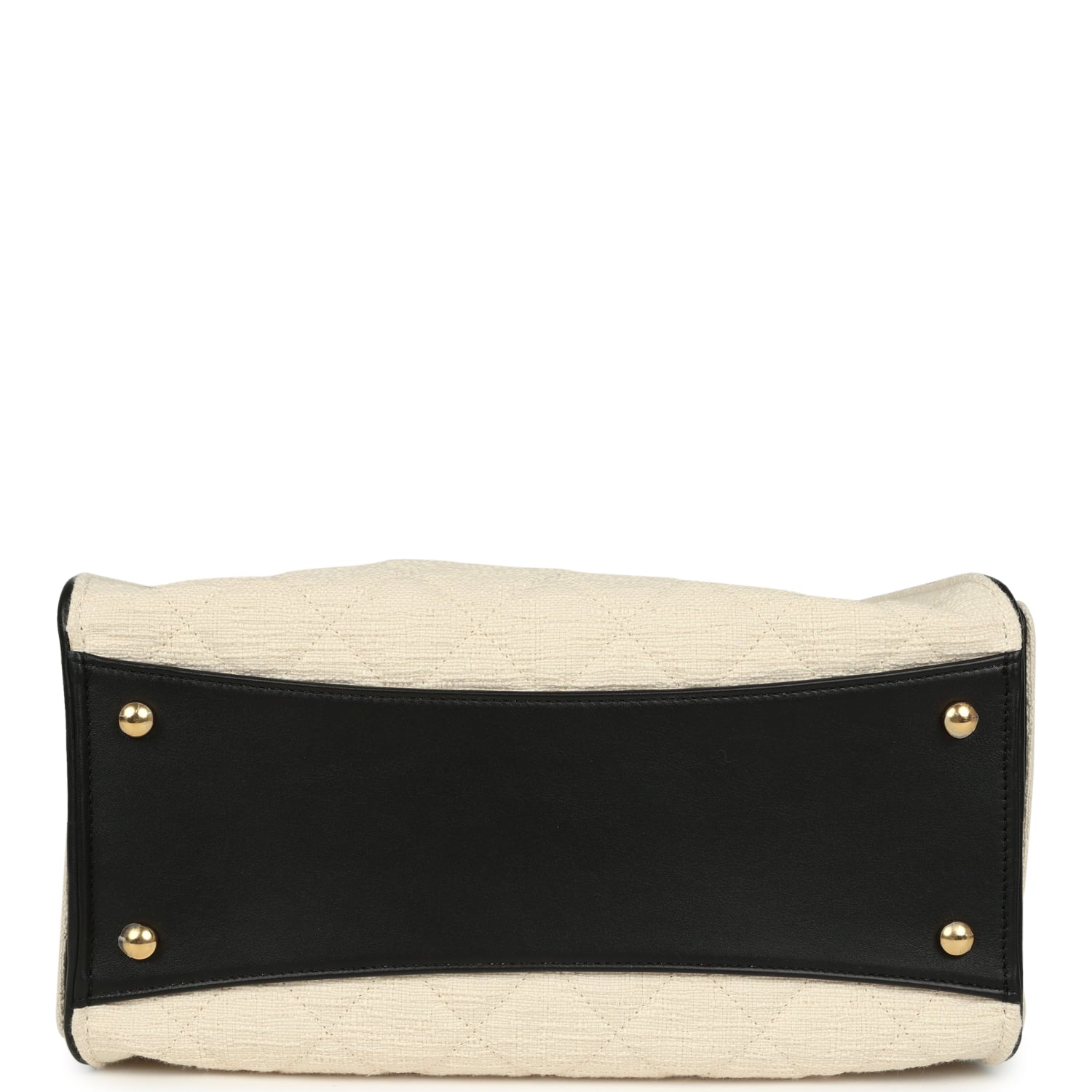 Chanel Small 25 Hobo Bag Ecru Canvas and Black Calfskin Gold Hardware
