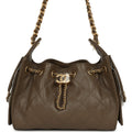 Chanel Mini 25 Hobo Bag Dark Khaki Caviar Antique Gold Hardware