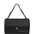 Chanel Maxi "Souplissimo" Large Flap Bag Black Caviar Silver Hardware