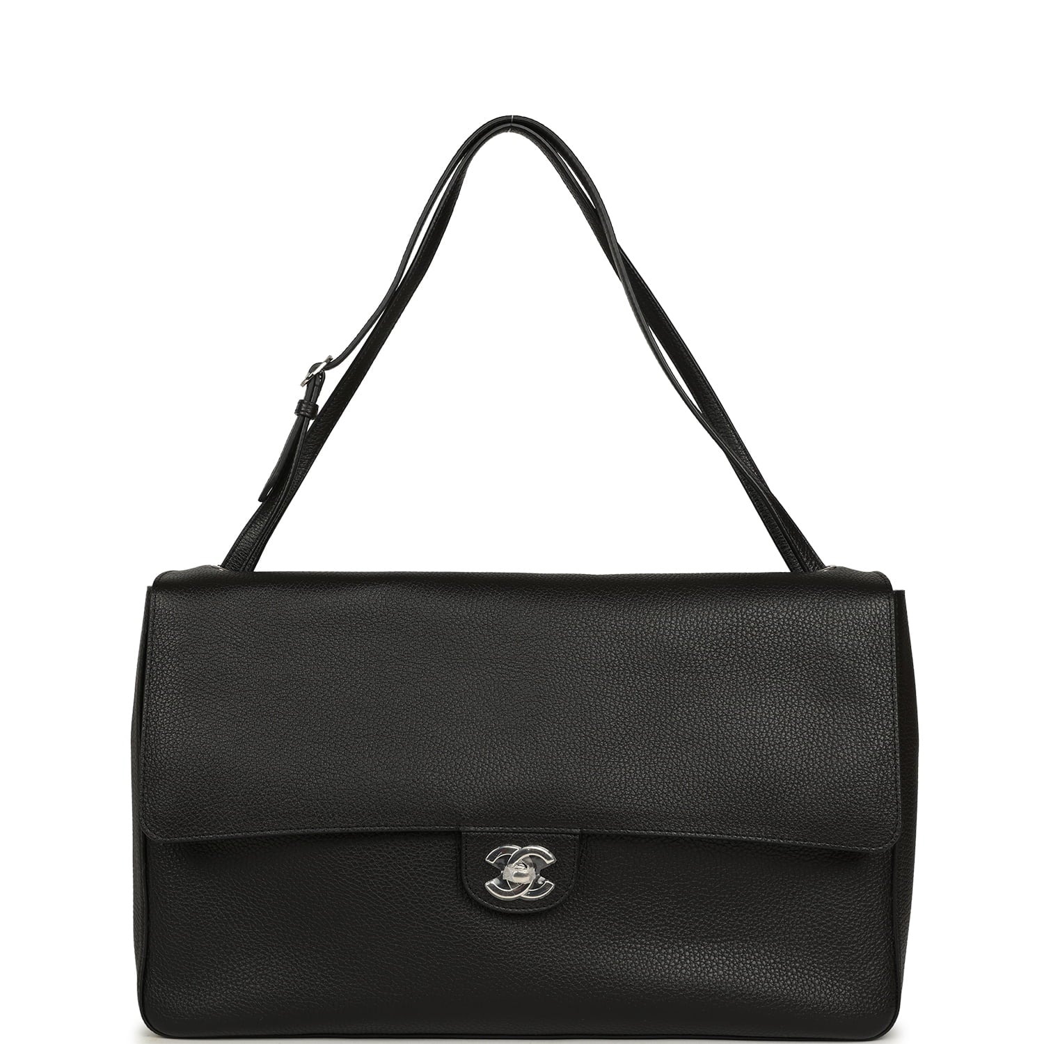 Chanel Maxi "Souplissimo" Large Flap Bag Black Caviar Silver Hardware