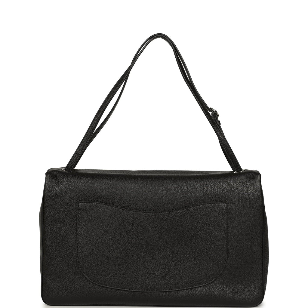 Chanel Maxi "Souplissimo" Large Flap Bag Black Caviar Silver Hardware