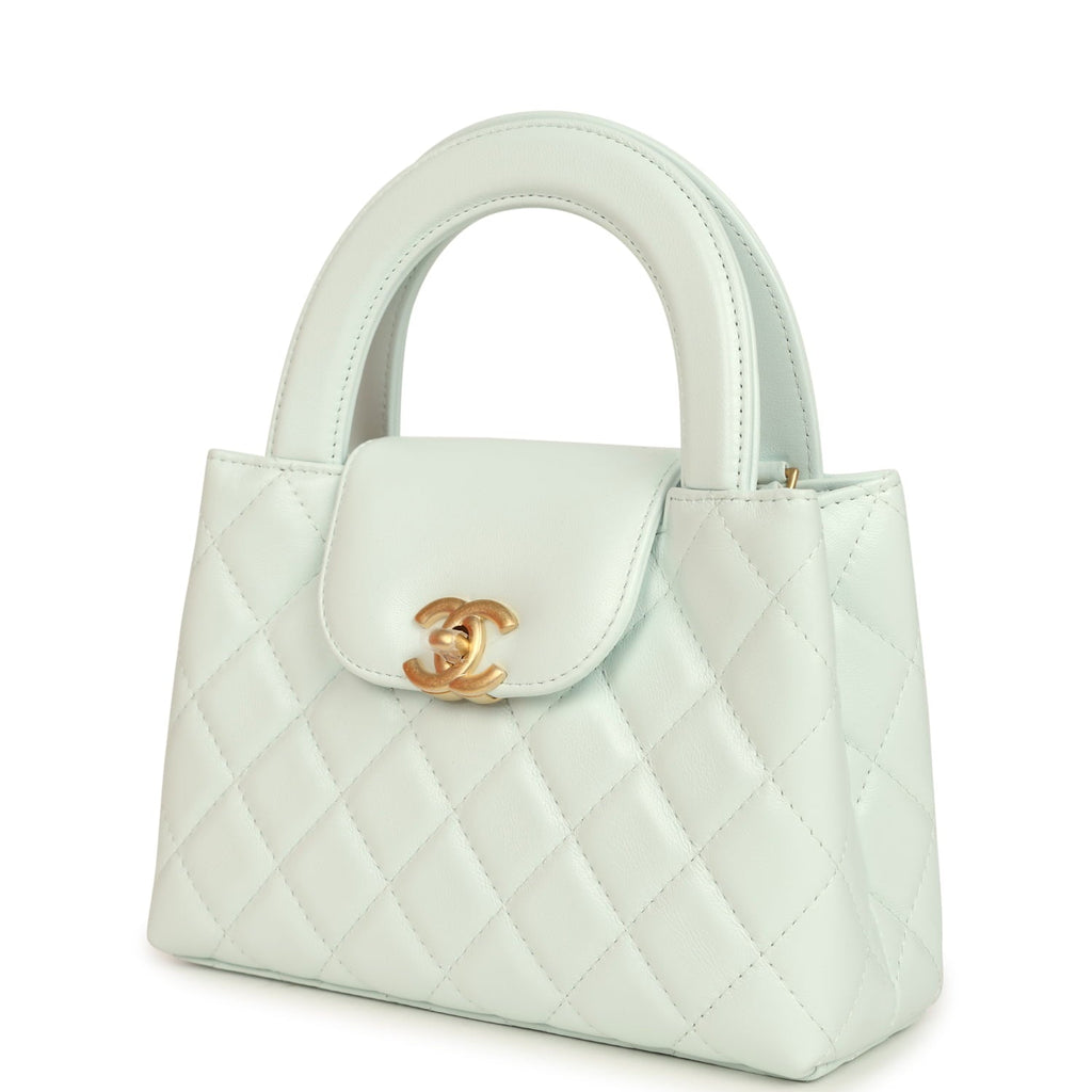 Chanel Small Kelly Shopper Mint Shiny Lambskin Brushed Gold Hardware
