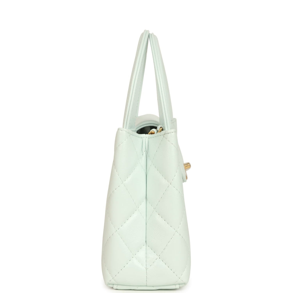 Chanel Small Kelly Shopper Mint Shiny Lambskin Brushed Gold Hardware