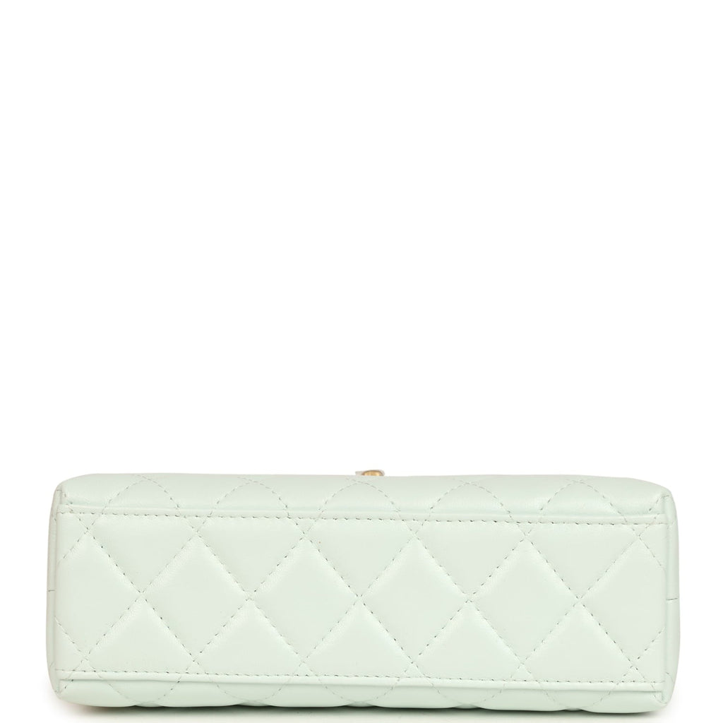 Chanel Small Kelly Shopper Mint Shiny Lambskin Brushed Gold Hardware