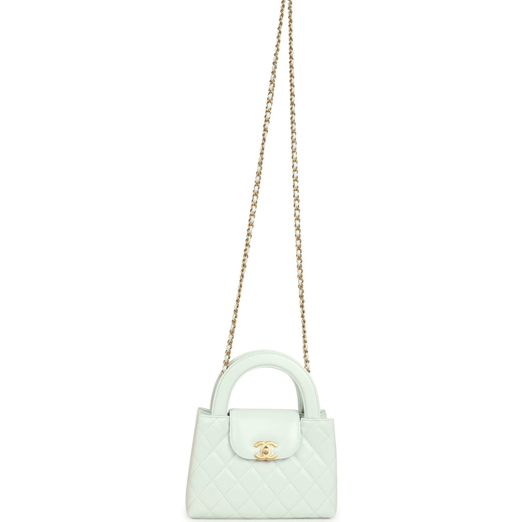 Chanel Small Kelly Shopper Mint Shiny Lambskin Brushed Gold Hardware