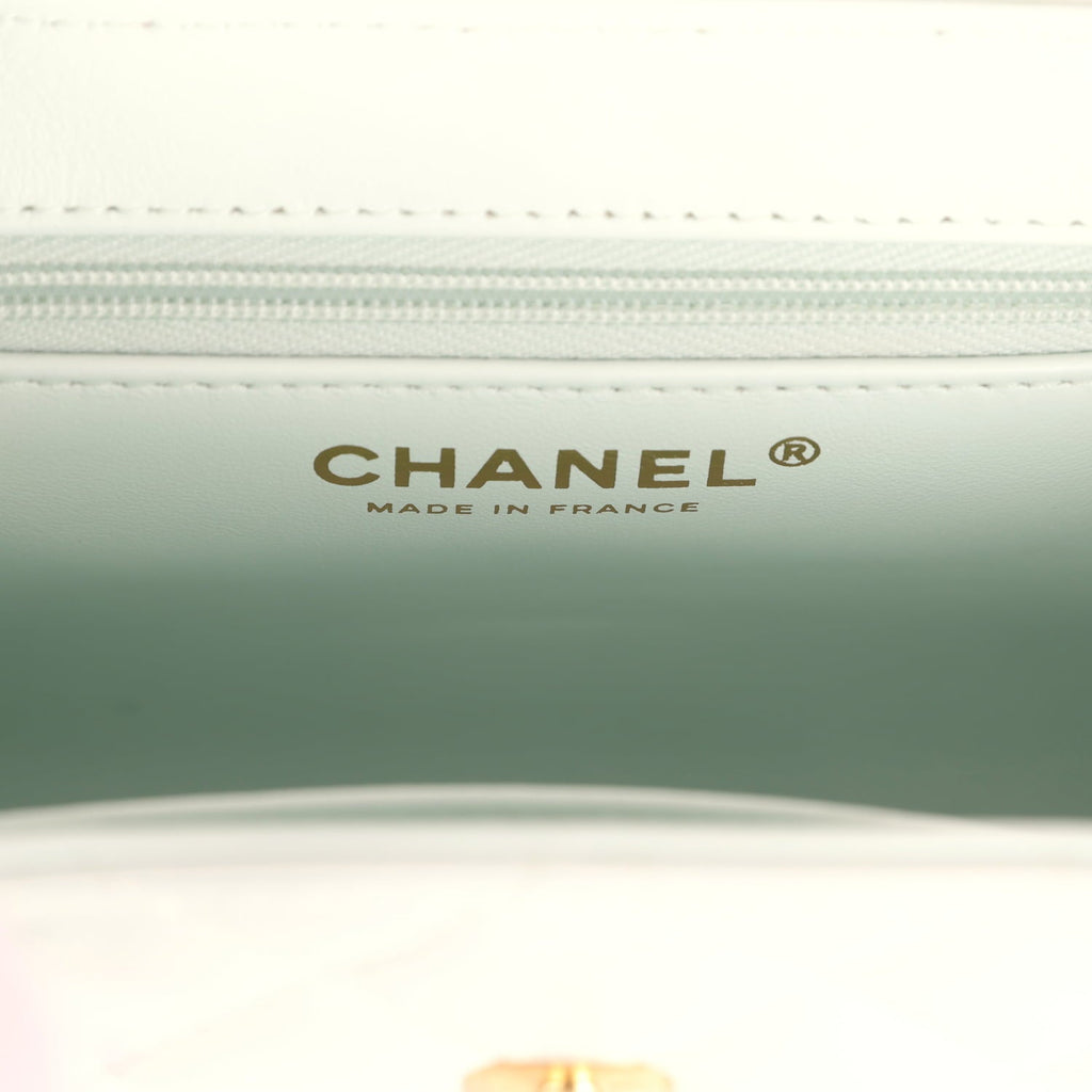Chanel Small Kelly Shopper Mint Shiny Lambskin Brushed Gold Hardware
