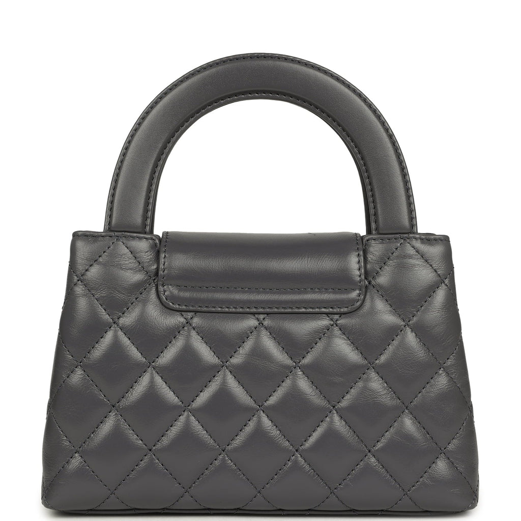 Pre-owned Chanel Small Kelly Shopper Grey Shiny Aged Calfskin Brushed Gold Hardware