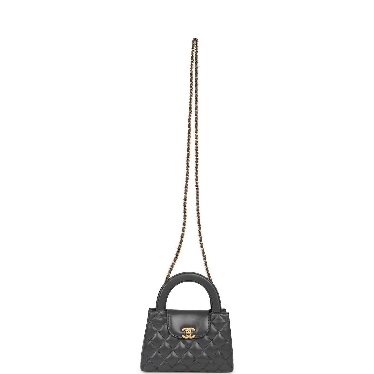 Pre-owned Chanel Small Kelly Shopper Grey Shiny Aged Calfskin Brushed Gold Hardware