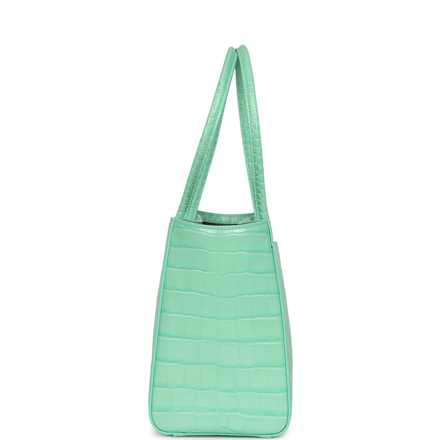 Chanel Small Cerf Shopping Bag Teal Croc Embossed Calfskin Gold Hardware