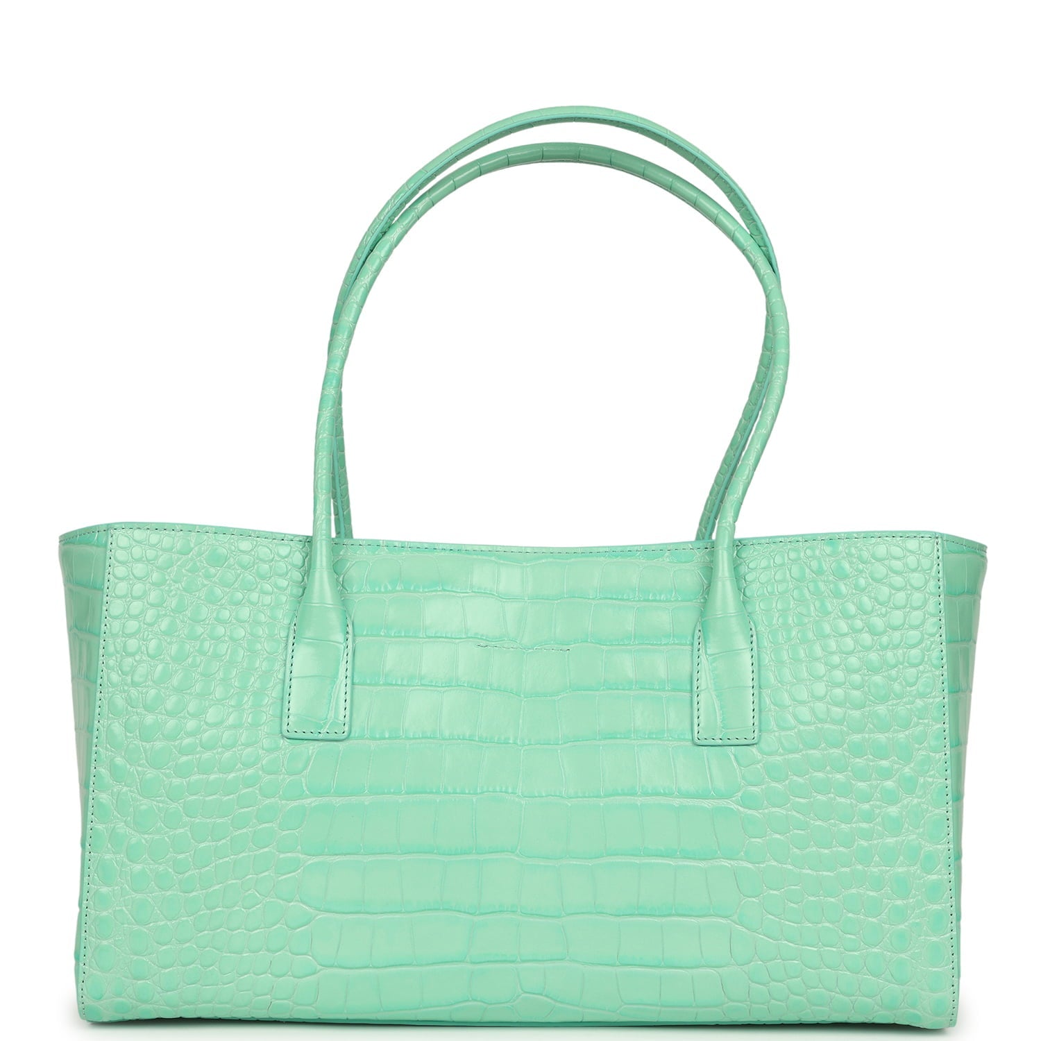 Chanel Small Cerf Shopping Bag Teal Croc Embossed Calfskin Gold Hardware
