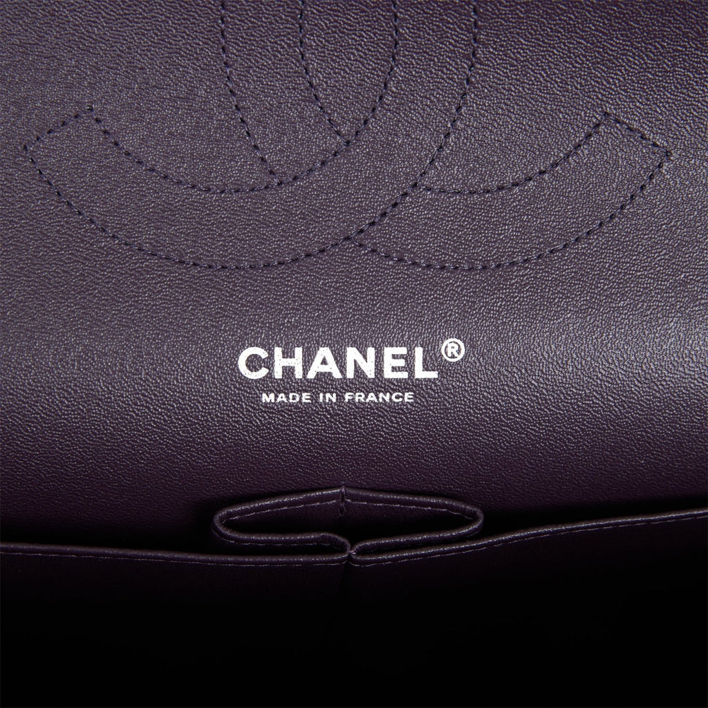 Chanel Jumbo Classic Double Flap Bag Dark Purple Caviar Ruthenium Hardware