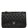 Chanel Jumbo Classic Double Flap Bag Black Caviar Silver Hardware