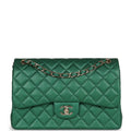 Chanel Jumbo Classic Double Flap Bag Emerald Green Caviar Light Gold Hardware