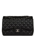 Chanel Jumbo Classic Double Flap Black Lambskin Silver Hardware
