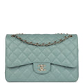 Chanel Jumbo Classic Double Flap Bag Light Green Caviar Light Gold Hardware