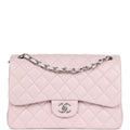 Chanel Jumbo Classic Double Flap Light Pink Lambskin Silver Hardware