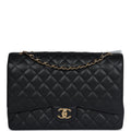 Chanel Maxi Classic Double Flap Bag Black Caviar Gold Hardware