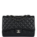Chanel Jumbo Classic Single Flap Bag Black Caviar Silver Hardware