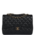Chanel Jumbo Classic Single Flap Bag Black Caviar Gold Hardware