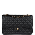 Chanel Jumbo Classic Double Flap Bag Black Caviar Gold Hardware