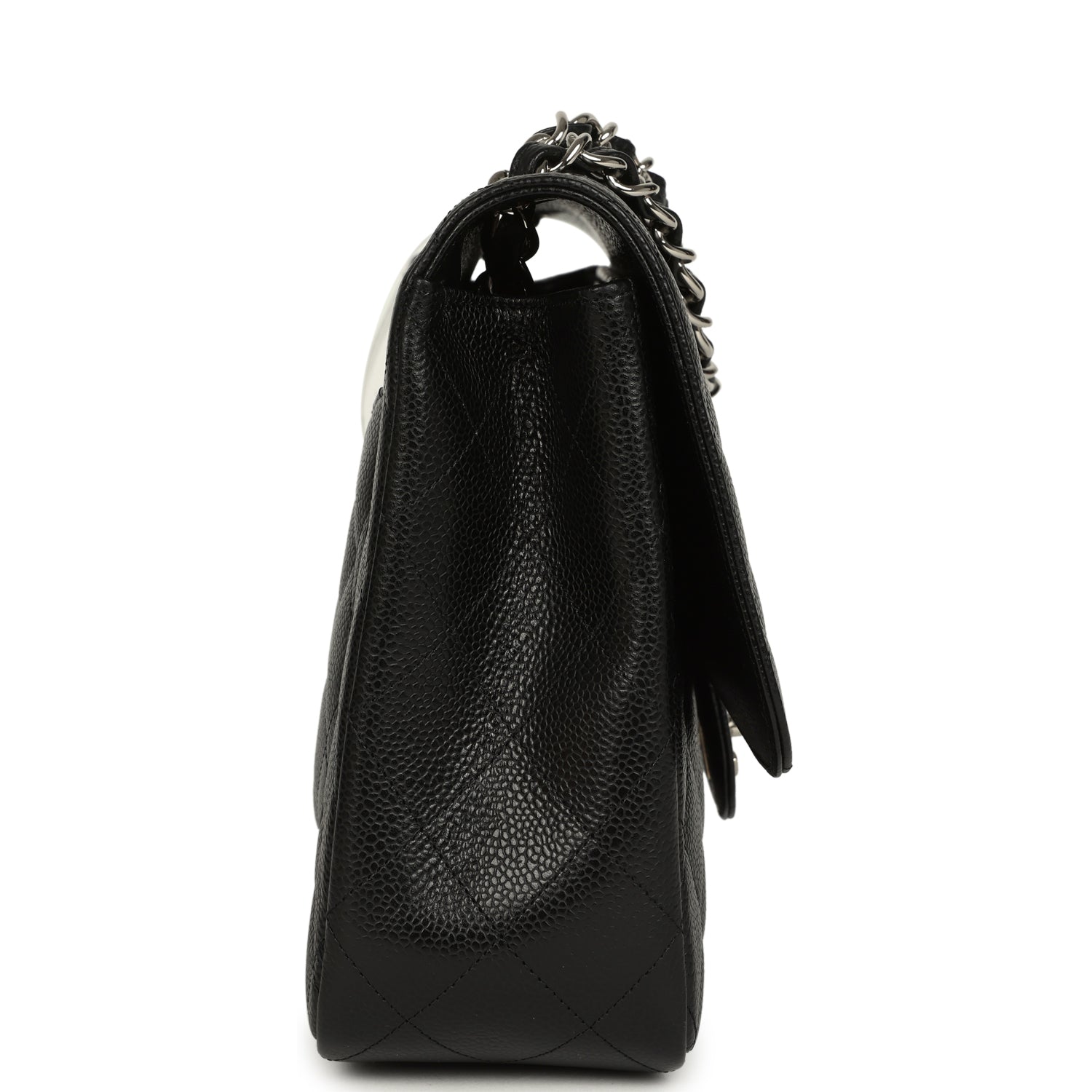 Chanel Jumbo Classic Single Flap Bag Black Caviar Silver Hardware
