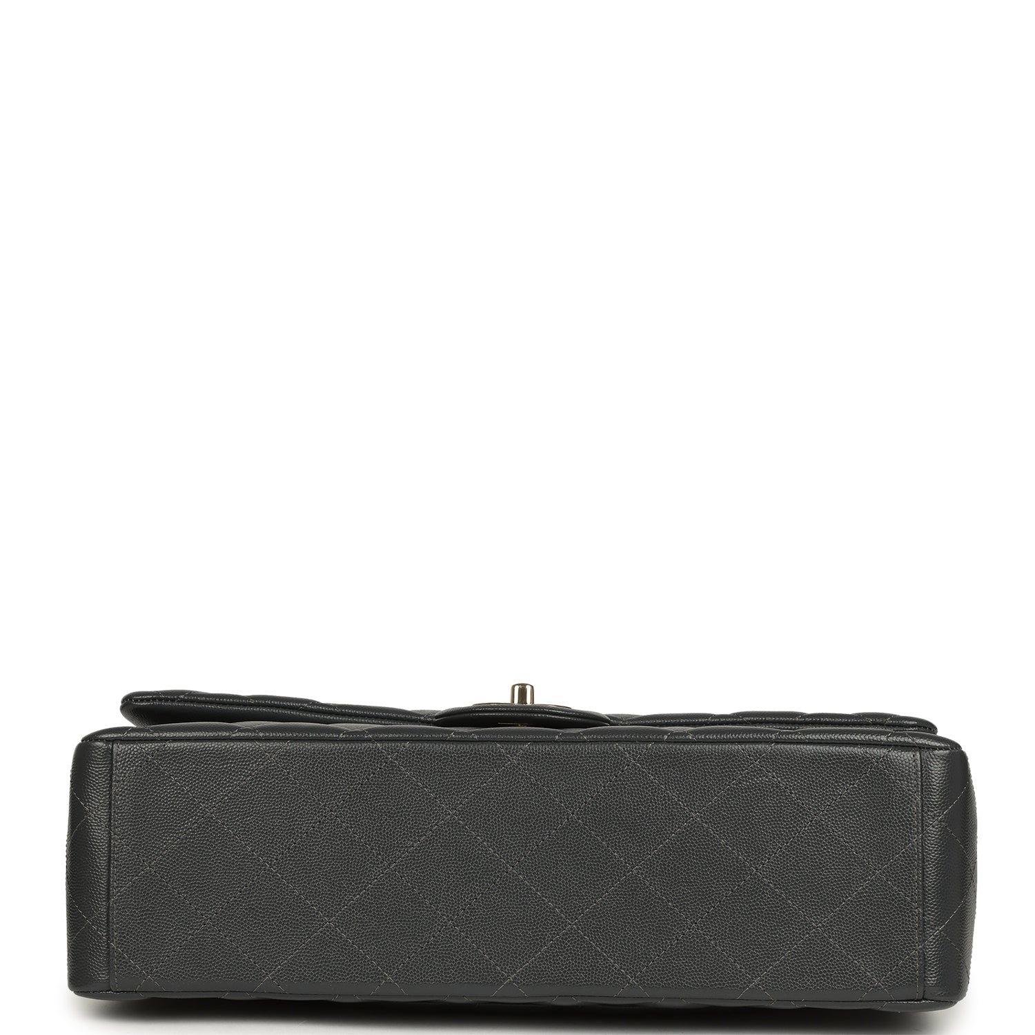 Pre-owned Chanel Maxi Classic Double Flap Bag Dark Grey Shiny Caviar Light Gold Hardware