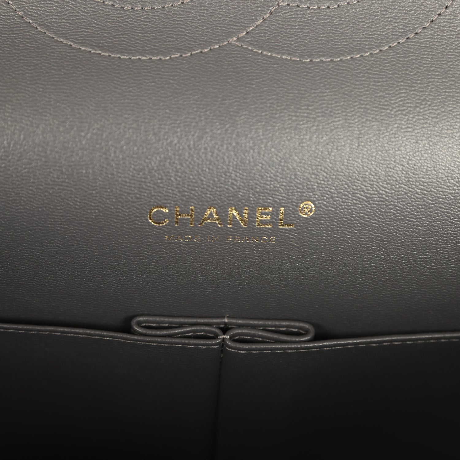 Pre-owned Chanel Maxi Classic Double Flap Bag Dark Grey Shiny Caviar Light Gold Hardware