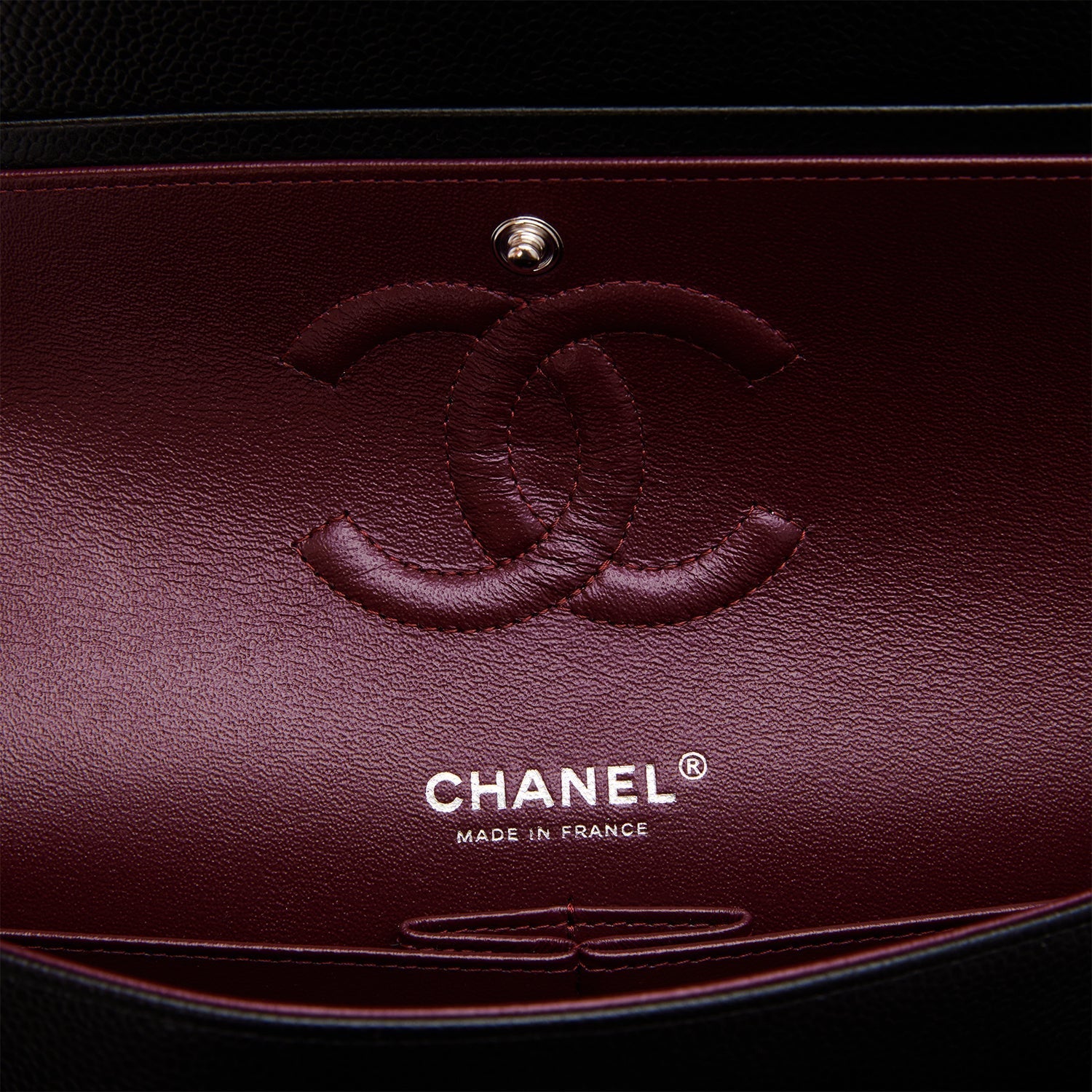 Chanel Medium Classic Double Flap Bag Black Quilted Caviar Silver Hardware