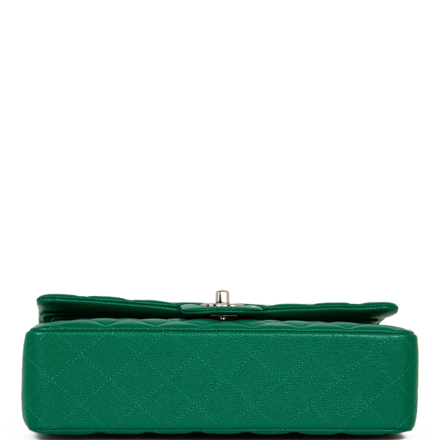 Chanel Medium Classic Double Flap Bag Green Caviar Silver Hardware