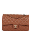 Chanel Medium Classic Double Flap Bag Caramel Lambskin Light Gold Hardware