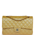 Chanel Medium Classic Double Flap Bag Yellow Iridescent Caviar Light Gold Hardware