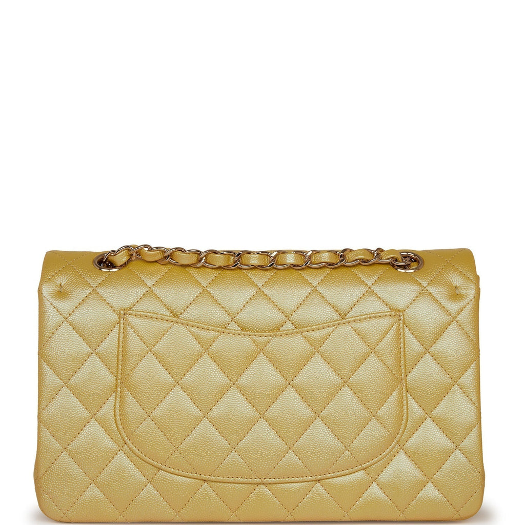 Chanel Medium Classic Double Flap Bag Yellow Iridescent Caviar Light Gold Hardware